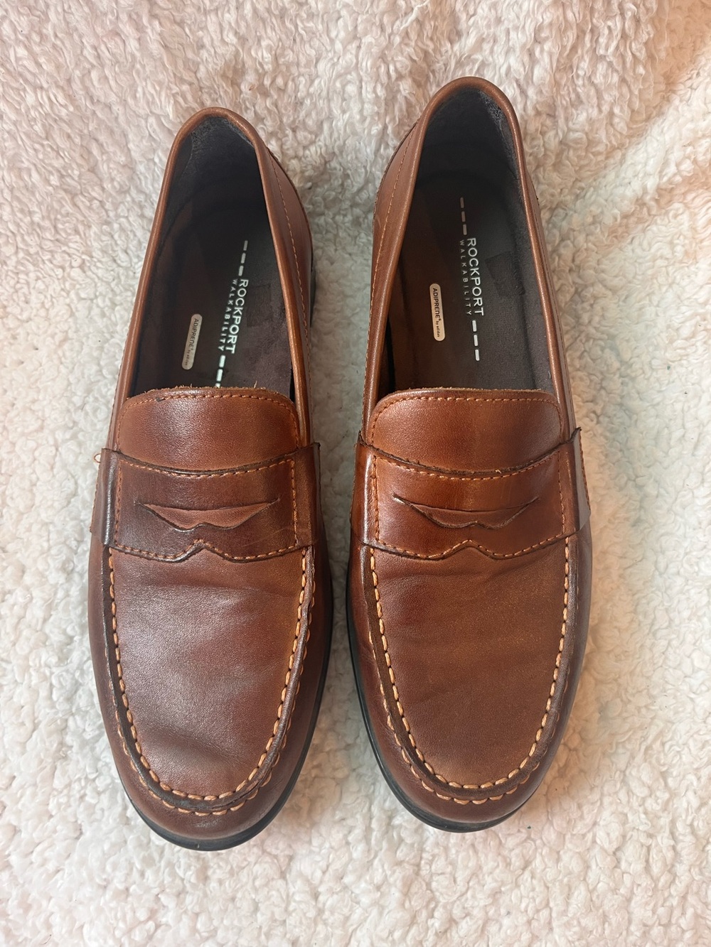 Rockport Men's Size 11 Penny Loafer Walkability Tan Brown Adiprene by Adidas